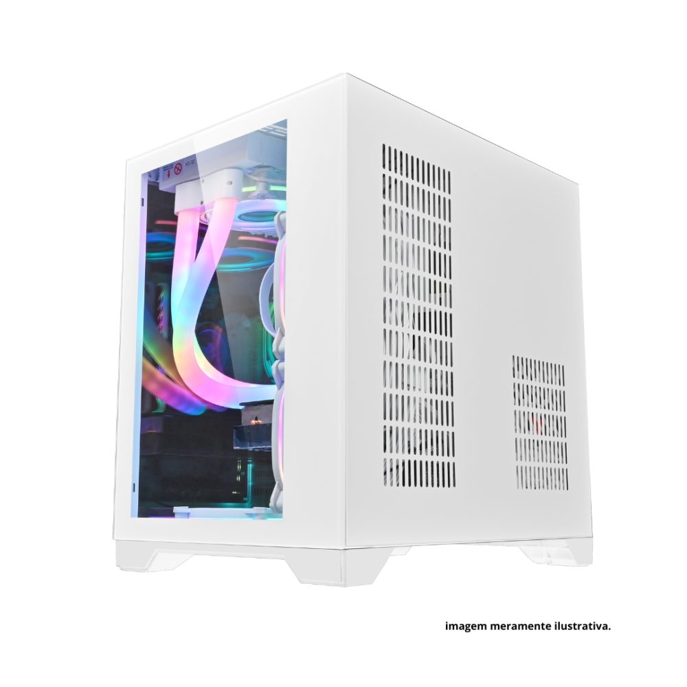 GAB. MATX BRAZILPC GAMER BPC-345W BRANCO C/ 4 COOLER (1xUSB3.0/1xUSB/LATERAL DE VIDRO) S/ FONTE BOX - Imagem 2