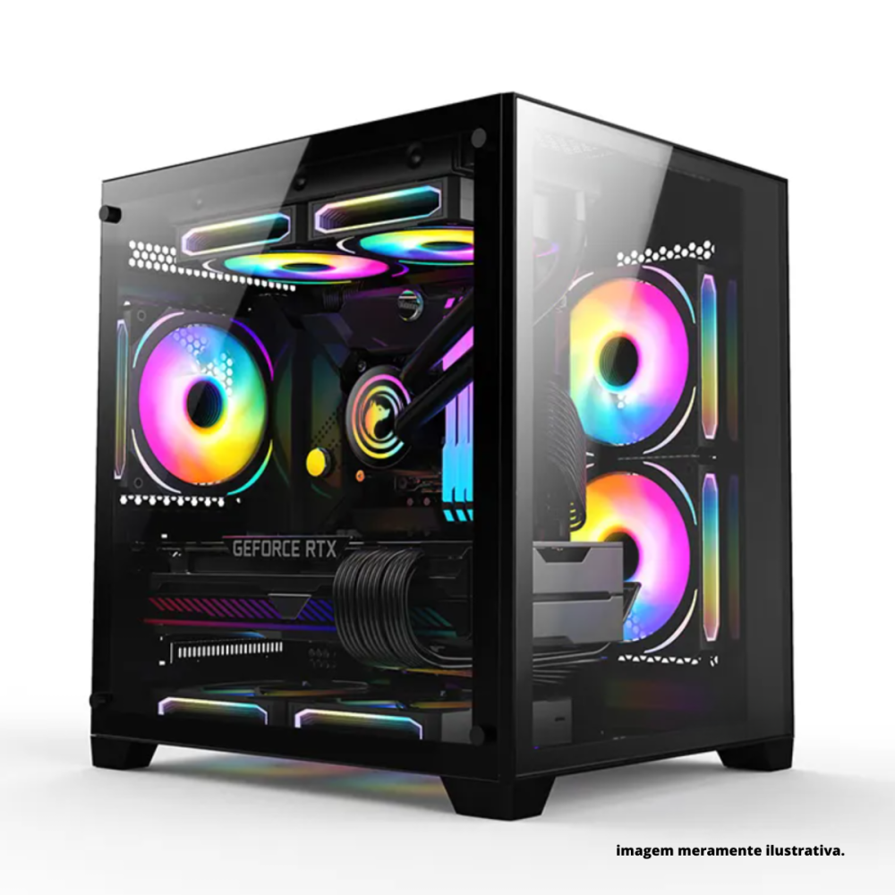 GAB. MATX BRAZILPC GAMER BPC-345B PRETO C/ 4 COOLER (1xUSB3.0/1xUSB/LATERAL DE VIDRO) S/ FONTE BOX