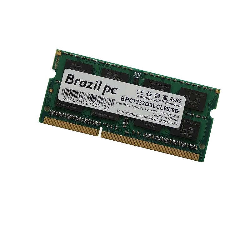 MEMORIA NOTE 8GB DDR3L 1333 BRAZILPC BPC1333D3LCL9S/8G LOW VOLTAGE 1.35V OEM
