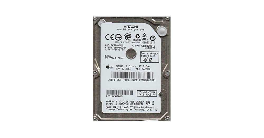 HD NOTE SATA2 500GB HITACHI TRAVELSTAR 5K750 HTS547550A9E384 (MTG) OEM