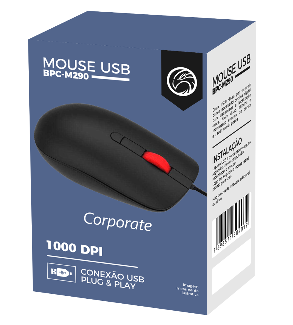 MOUSE USB OPTICO BRAZILPC BPC-M290 1000 DPI PRETO/VERMELHO BOX - Image 4