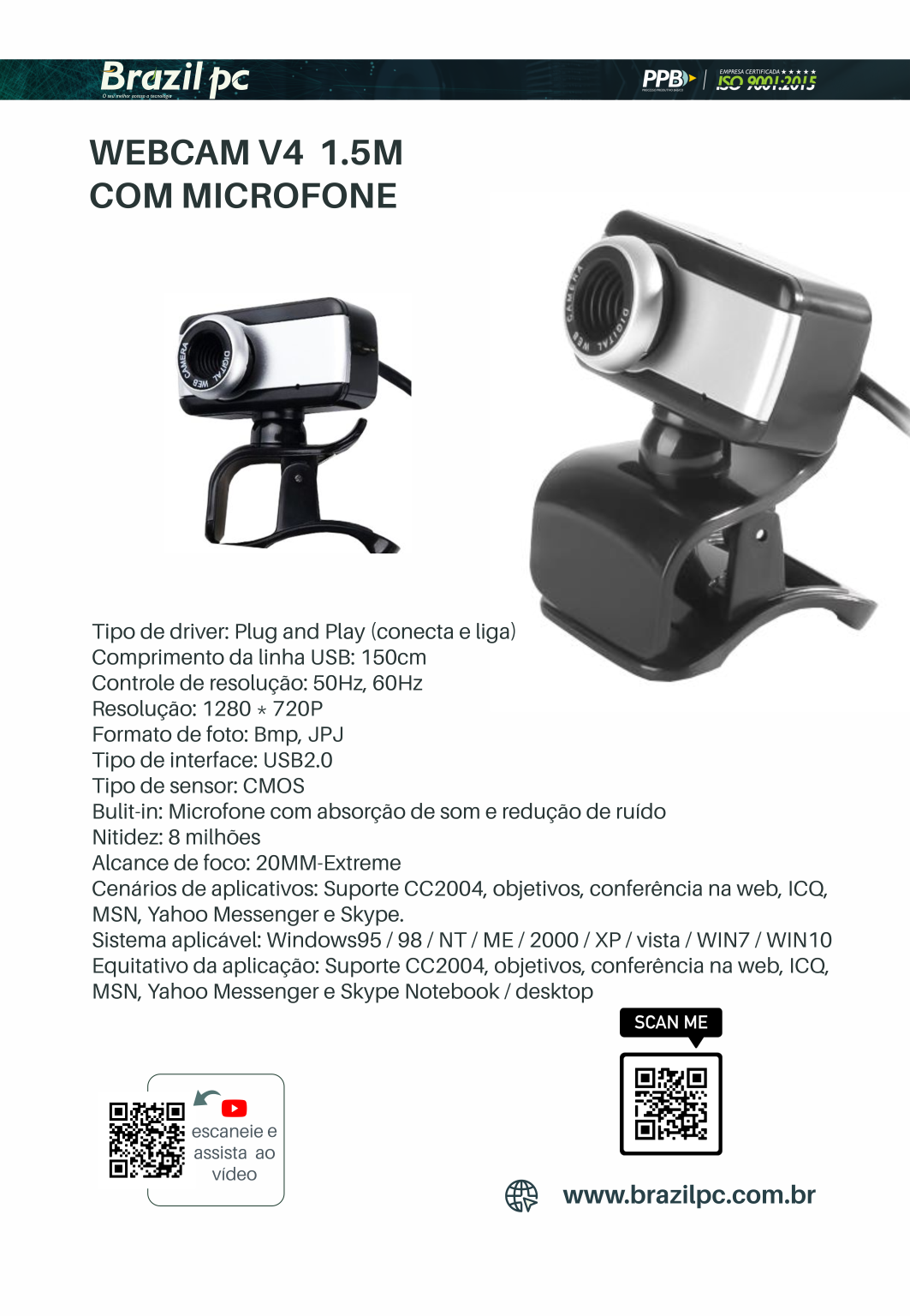 WEB CAM BRAZILPC V4 C/ MICROFONE PRETO/PRATA BOX - Image 2