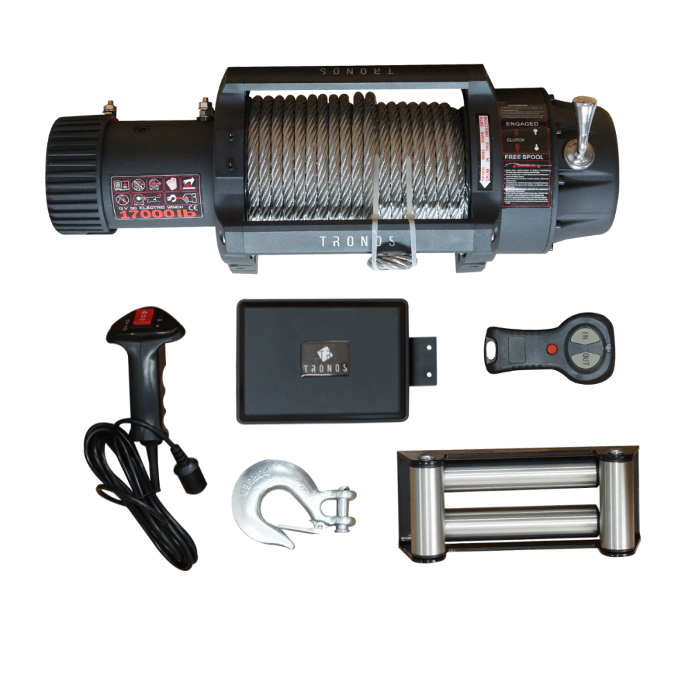 GUINCHO ELETRICO TRONOS TX-17000 MOTOR 7,3HP CABO AÇO 30M C/ CONTROLE REMOTO BOX   I