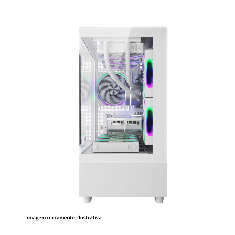 GAB. MATX BRAZILPC GAMER BPC-K215 BRANCO C/ 6 COOLER (1xUSB3.0/1xUSB/LATERAL DE VIDRO S/ FONTE) BOX - Imagem 4