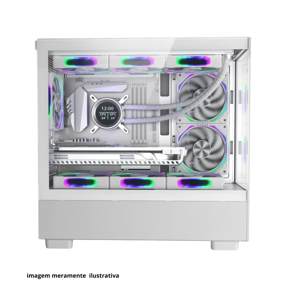 GAB. MATX BRAZILPC GAMER BPC-K215 BRANCO C/ 6 COOLER (1xUSB3.0/1xUSB/LATERAL DE VIDRO S/ FONTE) BOX - Imagem 3