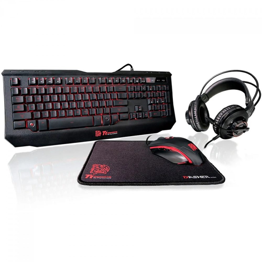 KIT TECLADO+MOUSE+MOUSEPAD+HEADSET TT ESPORTS GAMING KIT KBGCKPLBLPB01 BOX