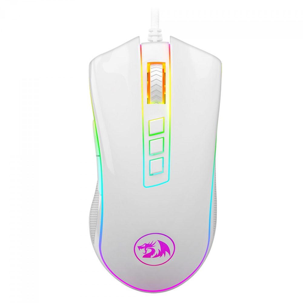 MOUSE USB REDRAGON M711W-FPS GAMER COBRA FPS RGB LUNAR WHITE BRANCO BOX