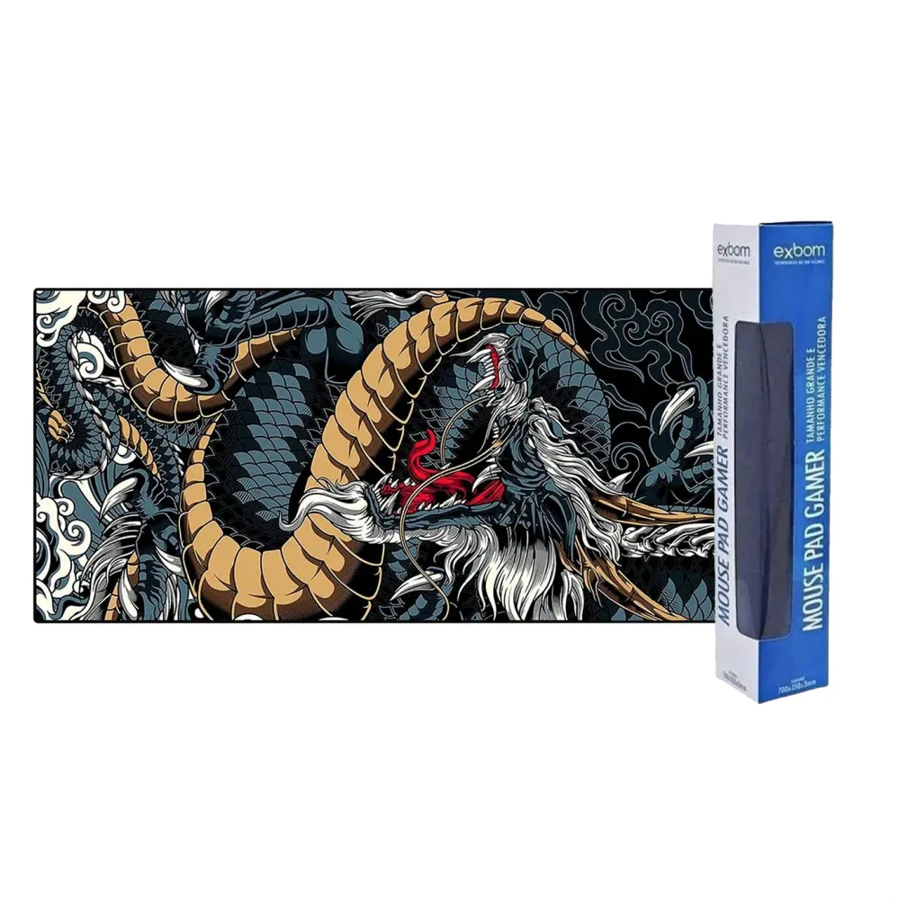MOUSE PAD GAMER EXBOM MP-7035C51 DRAGÃO AZUL 04288 (700x350x3MM) BOX