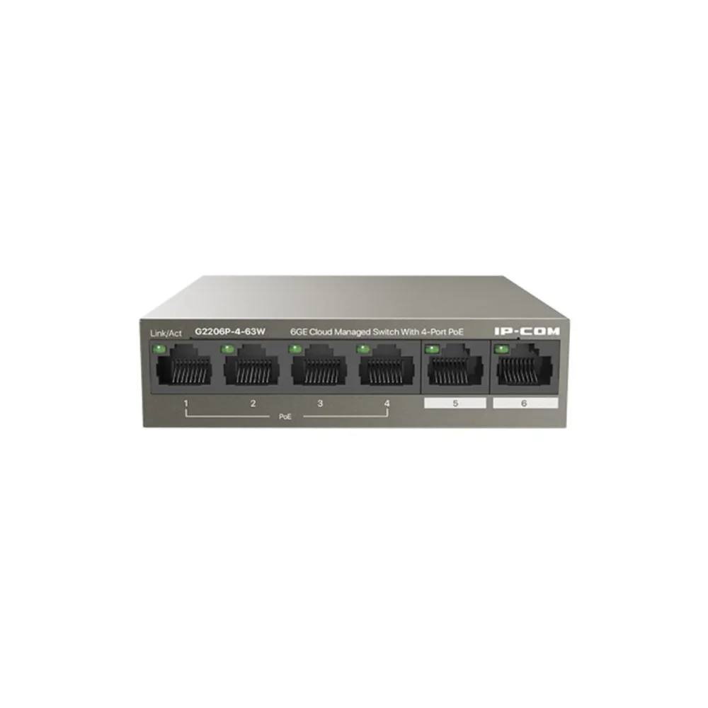 SWITCH IP-COM  G2206P-4-63W GIGABIT 4 PORTAS POE 6GE GERENCIAVEL EM NUVEM 10/100/1000 BOX   I