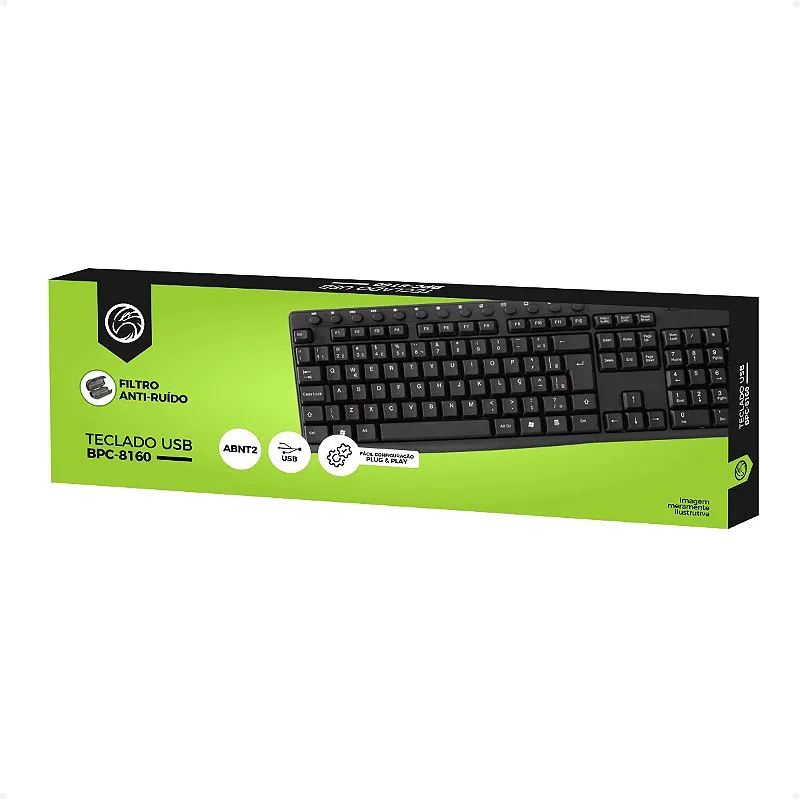 TECLADO USB BRAZILPC BPC-8160/8260  MULTIMIDIA COM FILTRO PRETO 1.2M OEM - Image 2