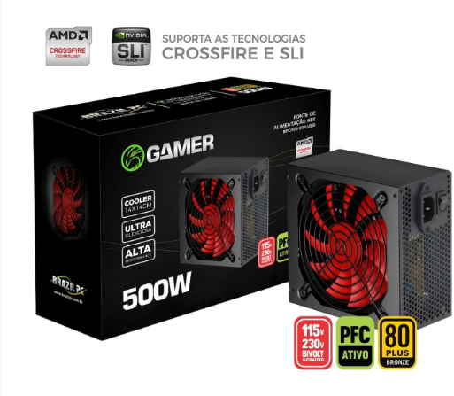 FONTE ATX 500W 80PLUS BRONZE TRONOS TRS/500-80PLUS  24 PINOS BOX  (2xIDE/5xSATA/2xPIC-E 6+2/1x4+4 PINOS/20+4 PINOS/CABO