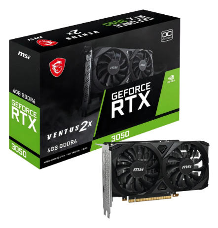 PROCESSADOR GRAFICO MSI GEFORCE 912-V812-016 RTX 3050 VENTUS 2X 6G OC (GPU RTX 3050 VENTUS 2X OC 6GB GDDR6) - 0118722-01